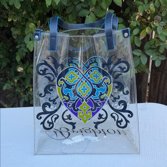Brighton Handbags - BRIGHTON SUMMER HEART Clear Plastic Navy Leather Straps Tote Purse.💙